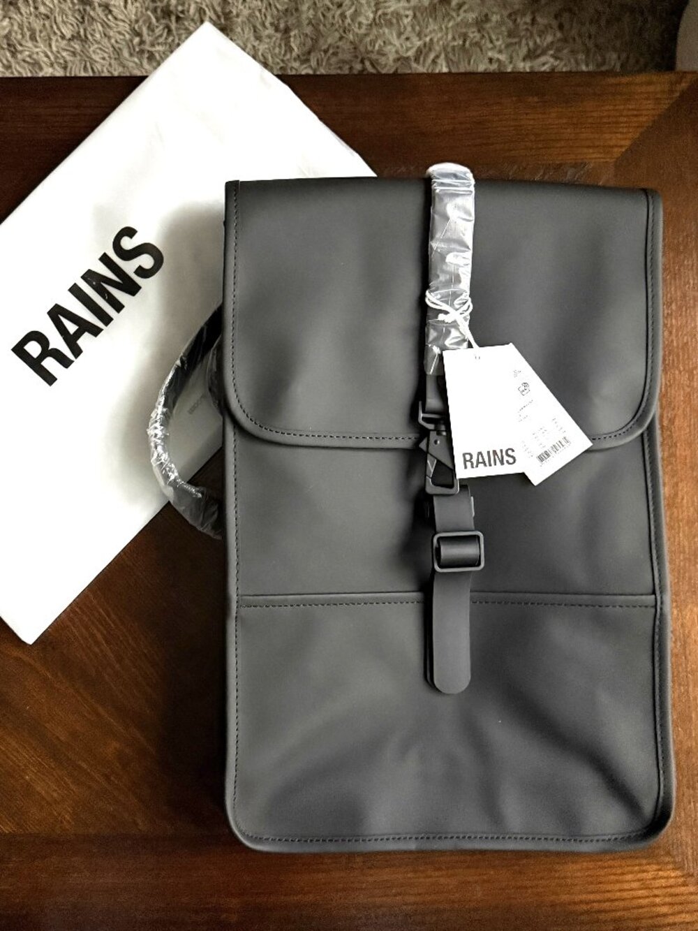 RAINS Mini W3 Sleek Jet Black Matte Waterproof Minimalist Laptop Backpack | NWT